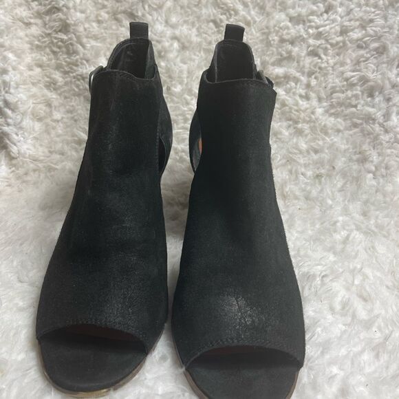 Lucky Brand OONA leather suede Black pump open toe adjustable side buckl… - Picture 4 of 12